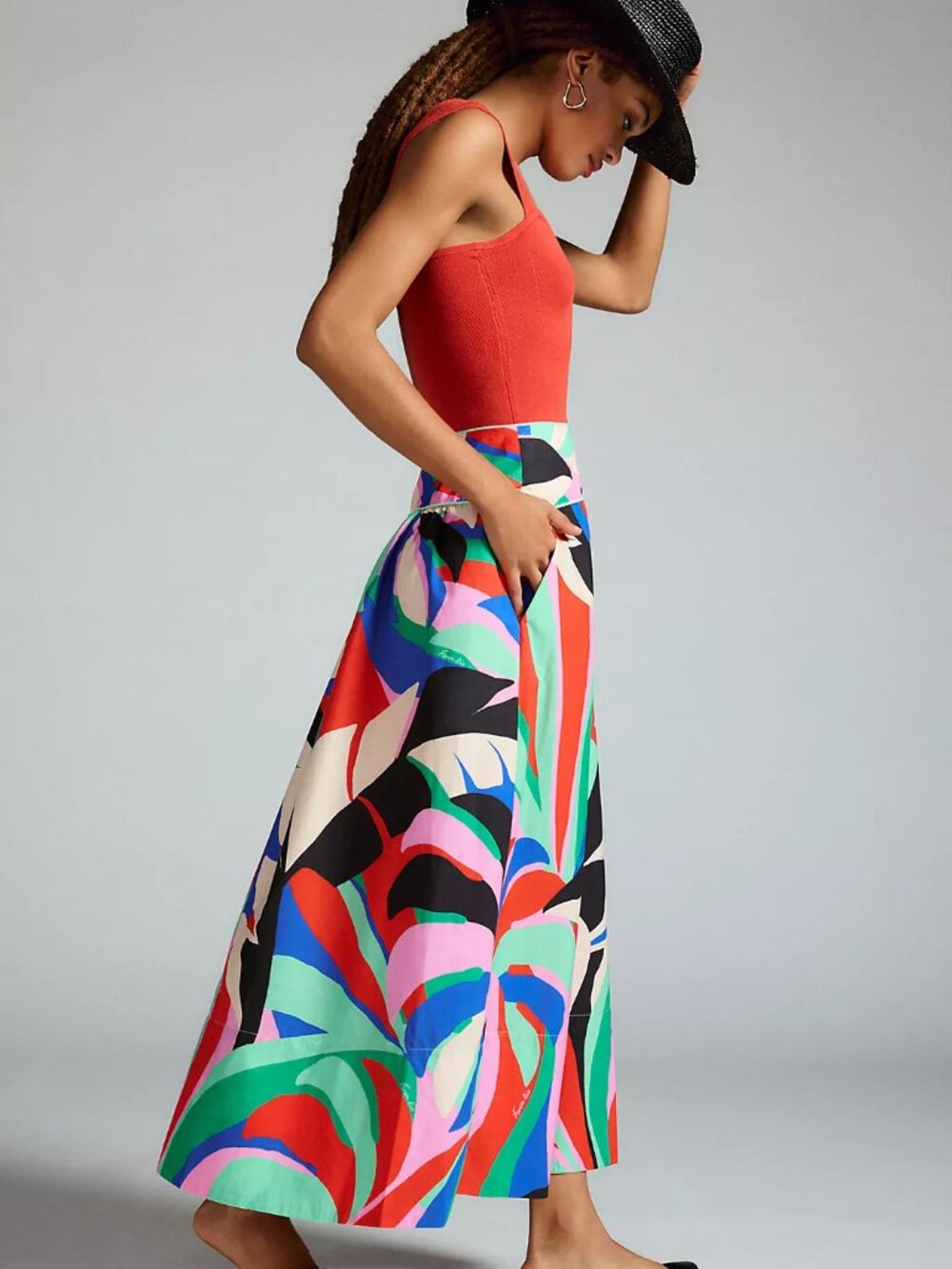 (altered) FARM RIO colorful monstera skirt (XS) - Picture 3 of 16